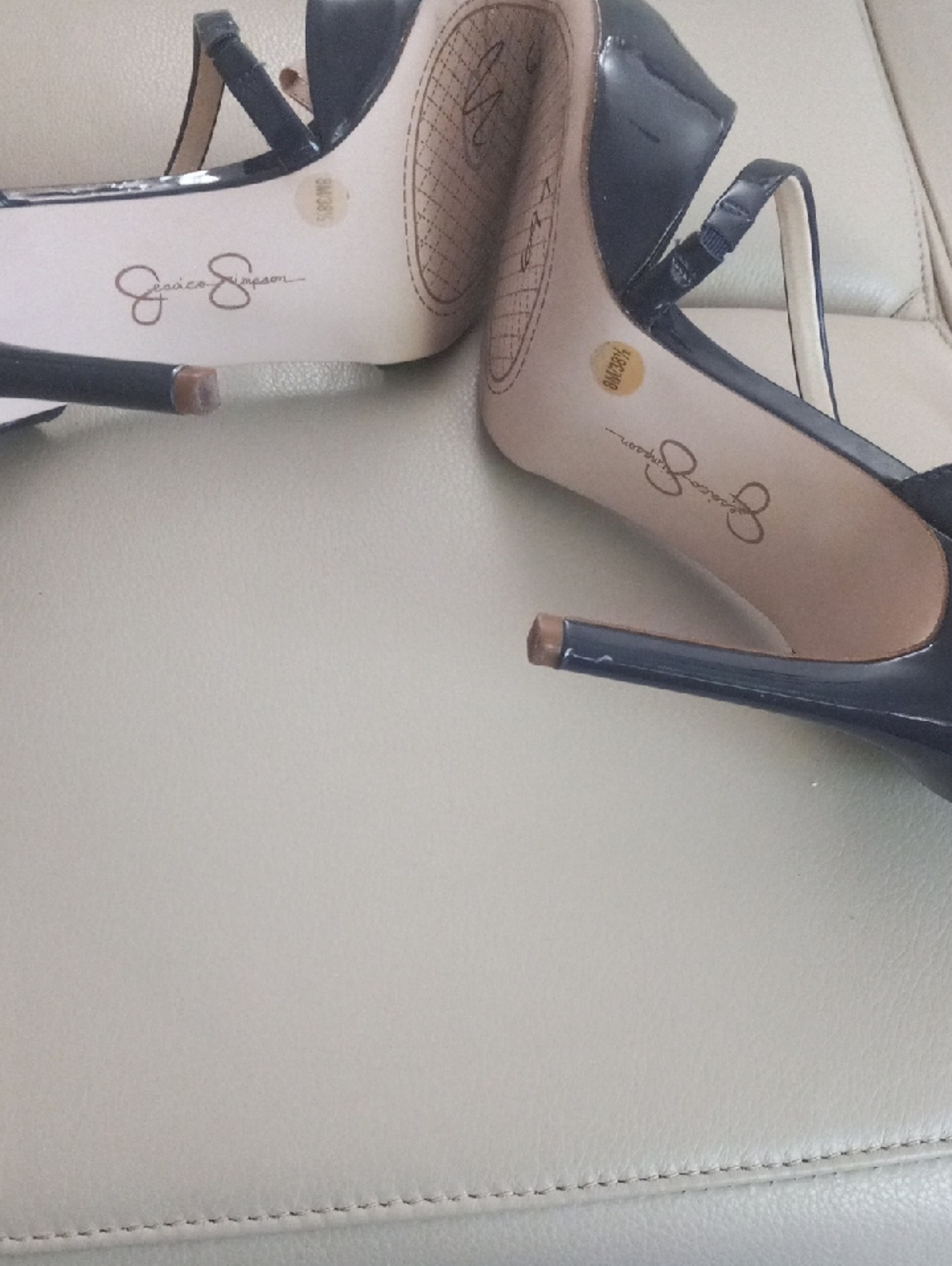 Jessica Simpson Navy Patent Pointed-Toe Ankle-Strap Heels - Picture 15 of 17